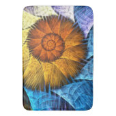 フローラオレンジイエローブルー抽象芸術アート バスマット (正面縦)