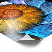 フローラオレンジイエローブルー抽象芸術アート フォトプリント            (角)