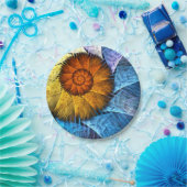 フローラオレンジイエローブルー抽象芸術アート ペーパープレート (パーティー)