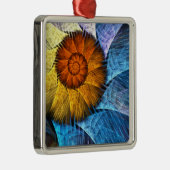 フローラオレンジイエローブルー抽象芸術アート メタルオーナメント (右)