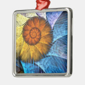 フローラオレンジイエローブルー抽象芸術アート メタルオーナメント (左)