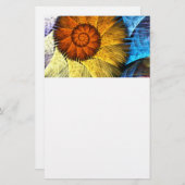 フローラオレンジイエローブルー抽象芸術アート 便箋 (正面/裏面)