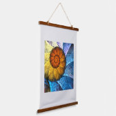 フローラオレンジイエローブルー抽象芸術アート 吊り下げ型タペストリー (傾斜あり)