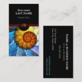 フローラオレンジイエローブルー抽象芸術アート 名刺 (正面/裏面)