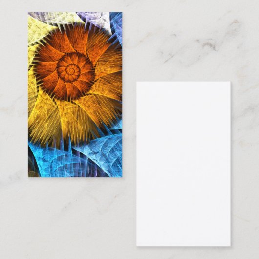 フローラオレンジイエローブルー抽象芸術アート 名刺 (正面/裏面)