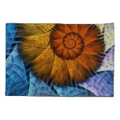 フローラオレンジイエローブルー抽象芸術アート 枕カバー (裏面)