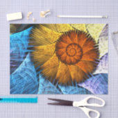 フローラオレンジイエローブルー抽象芸術アート 薄葉紙 (クラフト)