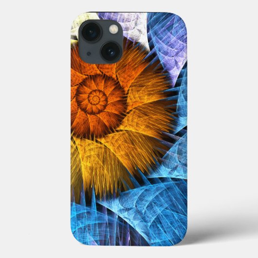 フローラオレンジイエローブルー抽象芸術アート Case-Mate iPhoneケース (裏面)
