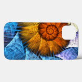 フローラオレンジイエローブルー抽象芸術アート Case-Mate iPhoneケース (裏面 (横))