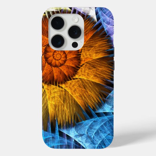 フローラオレンジイエローブルー抽象芸術アート Case-Mate iPhoneケース (裏面)