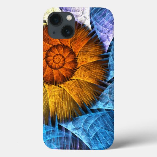 フローラオレンジイエローブルー抽象芸術アート Case-Mate iPhoneケース (裏面)