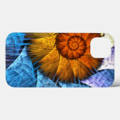 フローラオレンジイエローブルー抽象芸術アート Case-Mate iPhoneケース (裏面 (横))
