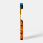 フローラオレンジイエローブルー抽象芸術アート iPhoneケース (左側面)