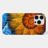 フローラオレンジイエローブルー抽象芸術アート iPhoneケース (裏面横)