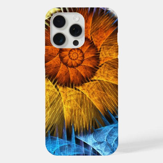 フローラオレンジイエローブルー抽象芸術アート iPhoneケース (裏面)