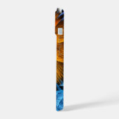 フローラオレンジイエローブルー抽象芸術アート iPhone 15ケース (左側面)