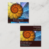 フローラオレンジイエローブルー抽象芸術プロフェッショナル スクエア名刺 (正面/裏面)