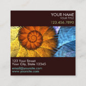 フローラオレンジイエローブルー抽象芸術プロフェッショナル スクエア名刺 (裏面)