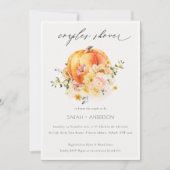 フローラオレンジオータムカボチャカップルズシャワー招待状 サンキューカード (正面)