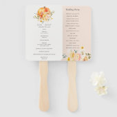 フローラオレンジオータムカボチャ結婚式 プログラム ハンドファン (正面&裏面)