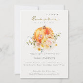 フローラオレンジオータムカボチャ赤ちゃんシャワー招待状 サンキューカード (正面)