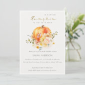 フローラオレンジオータムカボチャ赤ちゃんシャワー招待状 サンキューカード (スタンド正面)