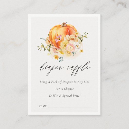 フローラオレンジカボチャおむつラッフルベビーシャワー エンクロージャーカード (正面)