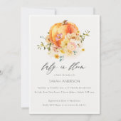 フローラオレンジカボチャベビーイン開花シャワー招待状 サンキューカード (正面)