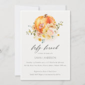 フローラオレンジカボチャベビーブランチシャワー招待状 サンキューカード (正面)