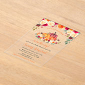 フローラオレンジカボチャ赤ちゃんシャワー アクリル招待状 (レイダウン)