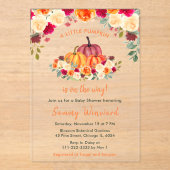 フローラオレンジカボチャ赤ちゃんシャワー アクリル招待状 (正面)