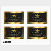 フローラオレンジグリッターブラック製品ラベルのロゴ 長方形シール (シート)