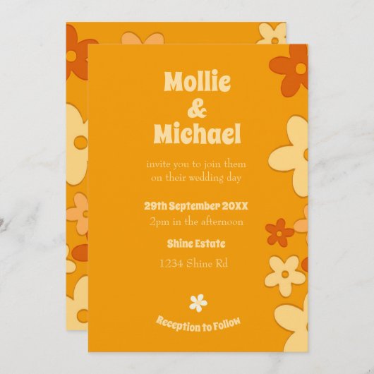 フローラオレンジシモダンック 招待状 (正面/裏面)