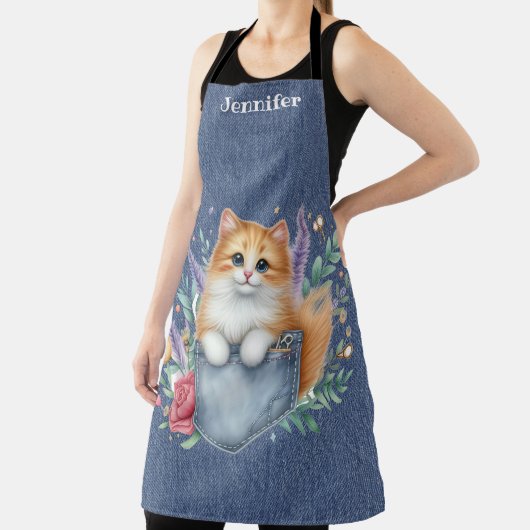フローラオレンジジンジャーキャットオールオーバープリントエプロン エプロン (インサイチュ)