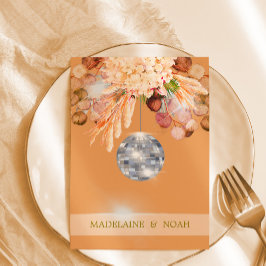 フローラオレンジディスコボールエレガントウェディングリハーサル 招待状