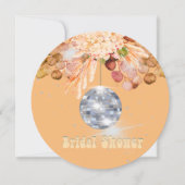 フローラオレンジディスコボールブライダルシャワー招待 シーズンカード (正面)