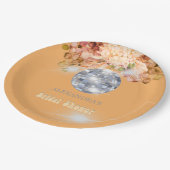 フローラオレンジディスコボールブライダルシャワー ペーパープレート (アングル)