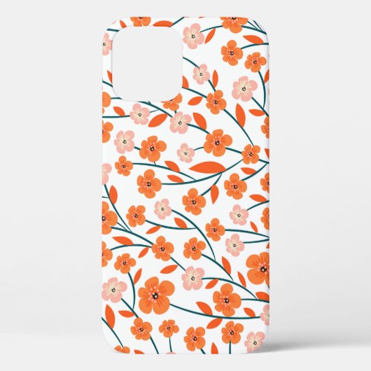 フローラオレンジパステルホワイトシームレス Case-Mate iPhoneケース (裏面)