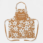 フローラオレンジホワイトウィメンズエプロン エプロン (正面)
