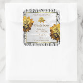 フローラオレンジホワイトツリーバークグレイン製品ラベル スクエアシール (バッグ)