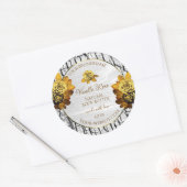 フローラオレンジホワイトツリーバークグレイン製品ラベル ラウンドシール (封筒)