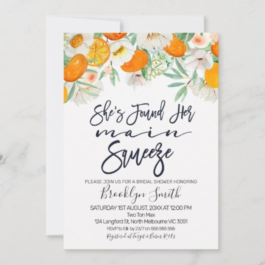 フローラオレンジ主搾りブライダルシャワー招待状 招待状 (正面)