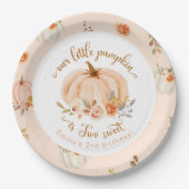 フローラオレンジ秋リトルカボチャ2nd birthday ペーパープレート (正面)