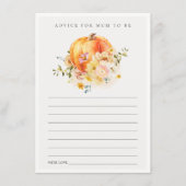 フローラオレンジ色のカボチャはママの赤ちゃんシャワーのアドバイス エンクロージャーカード (正面)