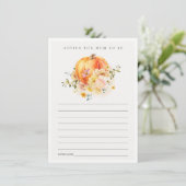 フローラオレンジ色のカボチャはママの赤ちゃんシャワーのアドバイス エンクロージャーカード (スタンド正面)
