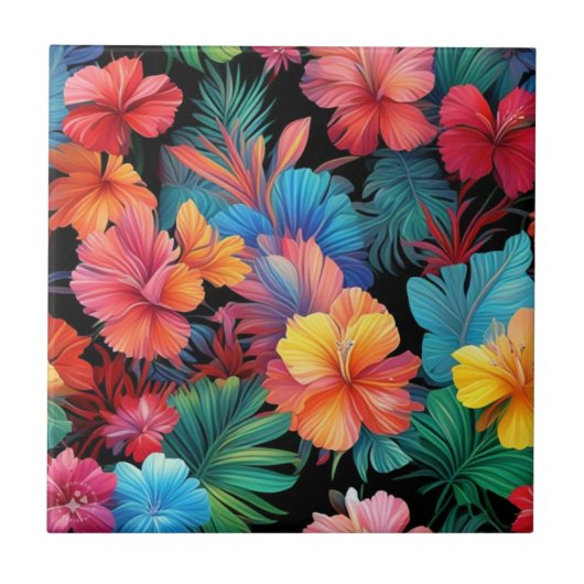 フローラオレンジ色の熱帯離れの花-66771 タイル (正面)