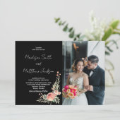 フローラオレンジ色の結婚式招待状と写真 招待状 (スタンド正面)