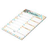 フローラオレンジ色の青い水玉模様_週の一目 ノートパッド (アングル)