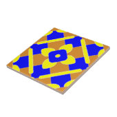 フローラオレンジ色の青と黄色のスペインのタイル タイル (側面)