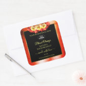 フローラオレンジ赤大理石ブラック製品ラベルロゴ スクエアシール (封筒)